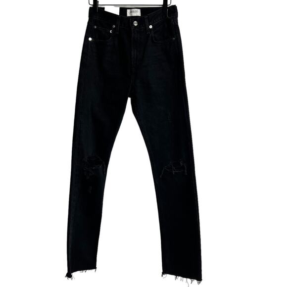 AGOLDE CHERIE HIGH RISE STRAIGHT DISTORTION BLACK JEANS SIZE 24 BRAND NEW - Picture 1 of 5